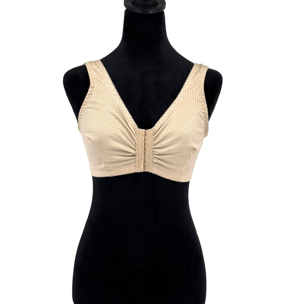 Vintage Bras Lingerie Womens 36 Front Hook Closure Stretch Fabric Nylon Set of 3